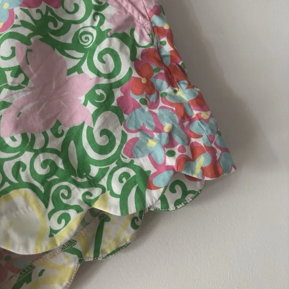 Lilly Pulitzer Buttercup Scalloped Shorts Butterfly‎ Print Size 4 Preppy